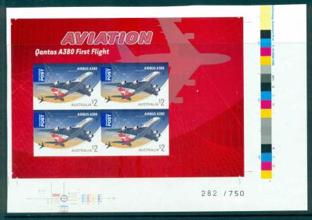 Australia-2008-A380-Airbus-Blk-4-IMPERF-numbered-MUH-lot34112