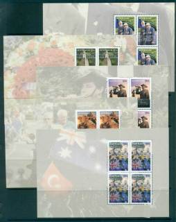 Australia-2008-ANZACS-5x-Booklet-Panes-ex-Prestige-Booklet-PB-MUH-lot34170