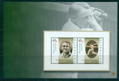 Australia-2010-3-Australian-Legends-Don-Bradman-Booklet-pane-MUH-lot34647