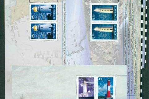 Australia-2002-Lighthouses-of-Australia-5x-Booklet-Panes-ex-Prestige-Booklet-PB3-MUH-lot34155