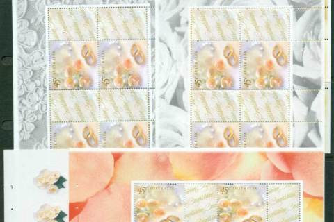 Australia-2002-Weddings-5x-Booklet-Panes-ex-Prestige-Booklet-PB9-MUH-lot34160