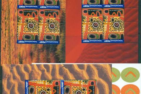 Australia-2003-Aboriginal-Art-3x-Booklet-Panes-ex-Prestige-Booklet-PB17-MUH-lot34163
