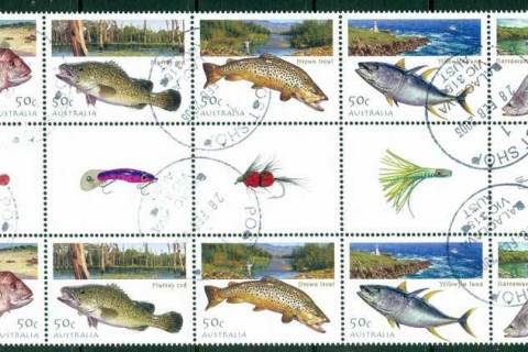 Australia-2003-Fishing-in-Australia-Gutter-Block-FU-Lot27403
