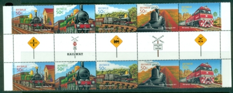Australia-2004-150th-Anniversary-of-Railways-in-Australia-Gutter-block-MUH