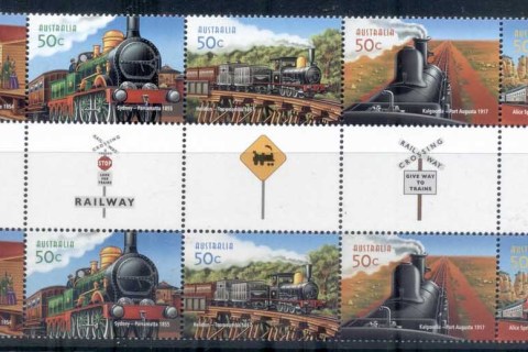 Australia-2004-150th-Anniversary-of-Railways-in-Australia-gutter-blk10-MUH