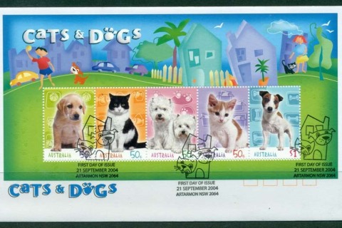 Australia-2004-Cats-Dogs-MS-FDC-Lot19401
