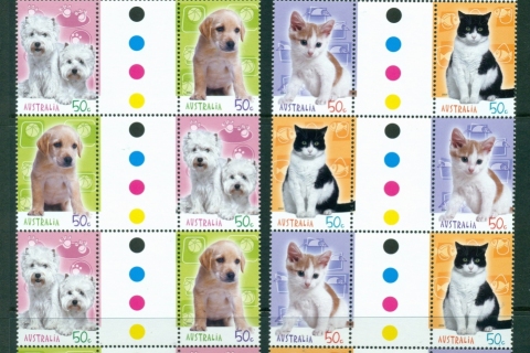 Australia-2004-cats-Dogs-Gutter-Blks-10-MUH-Lot29781