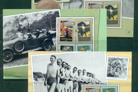 Australia-2007-Nostalgic-Tourism-3x-Booklet-Panes-ex-Prestige-Booklet-PB-MUH-lot34182