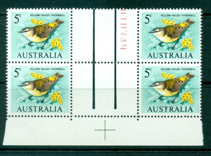 Australia-1966-67-5c-Yellow-tailed-Thornbill-Sheet-Gutter-Blk-4-MUH-Lot29664