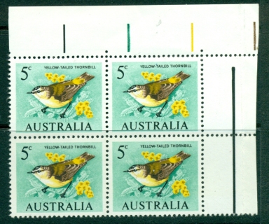 Australia-1966-67-5c-Yellow-tailed-Thornbill-TR-Corner-Blk-4-MUH-Lot29666