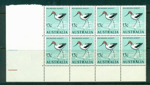 Australia-1966-68-13c-Red-Necked-Avocet-BL-Corner-Blk-8-MUH-Lot29647