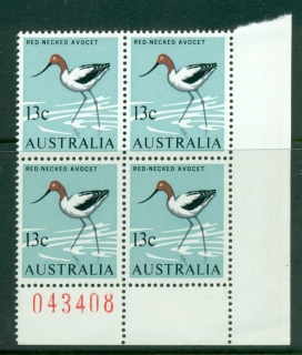 Australia-1966-68-13c-Red-Necked-Avocet-Sheet-Blk4-MUH-Lot29651