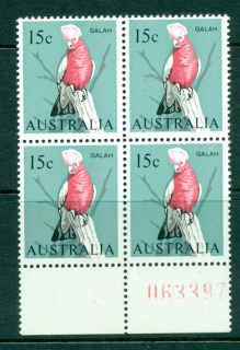 Australia-1966-68-15c-Galah-Sheet-Blk-4-MUH-Lot26946