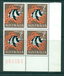 Australia-1966-70-7c-Humbug-Fish-Sheet-Blk-4-MUH-Lot29681