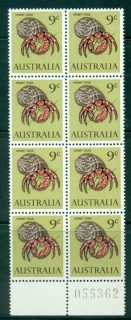 Australia-1966-70-9c-Hermit-Crab-Sheet-Blk-8-MUH-Lot29673