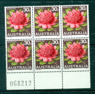 Australia-1968-71-30c-Waratah-Sheet-Blk-6-MUH-Lot29689