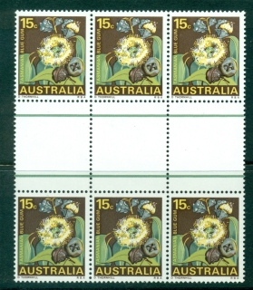 Australia-1968-72-15c-Tasmanian-Blue-Gum-Gutter-Blk-6-MUH-Lot29696