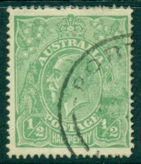 Australia-KGV-Head-½d-Green-Large-Multi-Wmk-FU-Lot24919