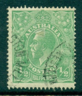 Australia-KGV-Head-½d-Green-Single-Wmk-FU-lot24894