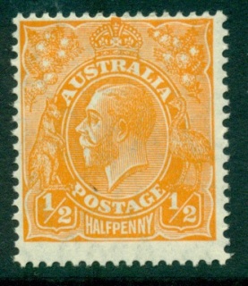 Australia-KGV-Head-½d-Orange-C-of-A-Wmk-MH-lot25085