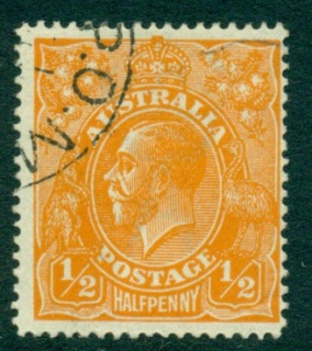 Australia-KGV-Head-½d-Orange-Single-Wmk-FU-lot24944