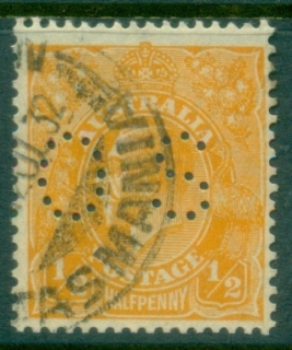 Australia-KGV-Head-½d-Orange-Small-Multi-Wmk-Perf-13-5x12-5-Perf-OS-FU