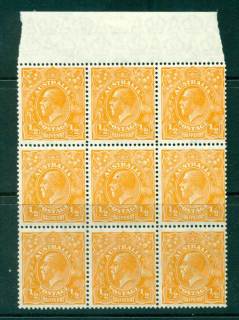 Australia-KGV-Head-½d-Orange-marginal-Blk-9-with-2-units-in-the-bottom-row-being-DieIa