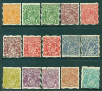 Australia-KGV-Head-½d-Orange-to-1-4d-set