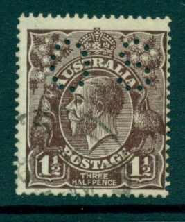 Australia-KGV-Head-1½d-Black-Brown-Single-Wmk-Perf-OS-FU-lot21922