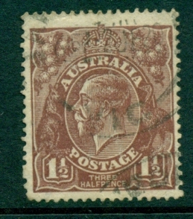 Australia-KGV-Head-1½d-Brown-Large-Multi-Wmk-FU-lot21821