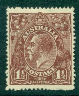 Australia-KGV-Head-1½d-Brown-Large-Multi-Wmk-MH-Lot24915