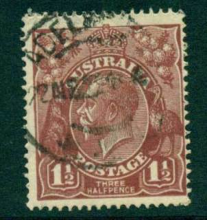 Australia-KGV-Head-1½d-Brown-Single-Wmk-FU-Lot28169