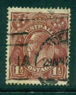 Australia-KGV-Head-1½d-Brown-Single-Wmk-FU-Lot28170