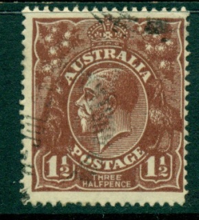 Australia-KGV-Head-1½d-Brown-Single-Wmk-FU-lot24929