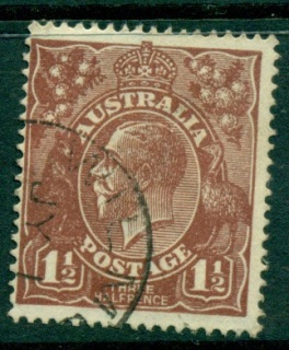 Australia-KGV-Head-1½d-Brown-Single-Wmk-FU-lot24930