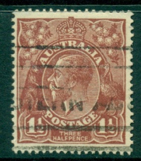 Australia-KGV-Head-1½d-Brown-Single-Wmk-FU-lot24931