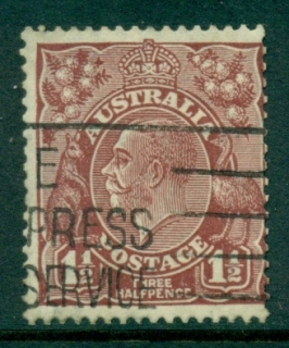 Australia-KGV-Head-1½d-Red-Brown-C-of-A-Wmk-FU-lot21889