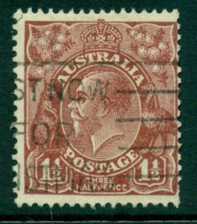 Australia-KGV-Head-1½d-Red-Brown-C-of-A-Wmk-FU-lot25102