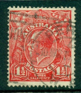 Australia-KGV-Head-1½d-Red-HALFPENCF-Single-Wmk-FU-lot24965