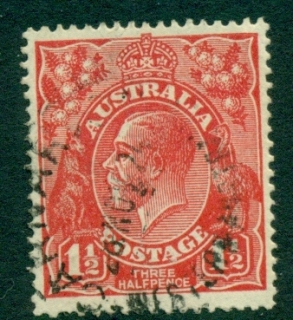 Australia-KGV-Head-1½d-Red-Single-Wmk-FU-lot21841