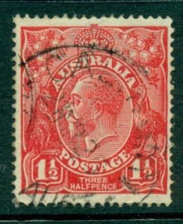 Australia-KGV-Head-1½d-Red-Single-Wmk-FU-lot24964