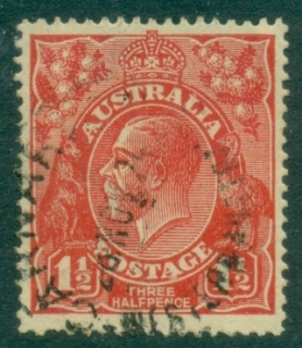 Australia-KGV-Head-1½d-Red-Single-Wmk-FU