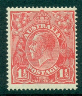 Australia-KGV-Head-1½d-Red-Single-Wmk-MLH-lot24954