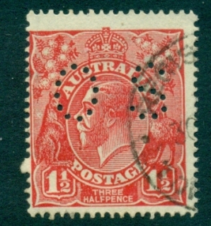 Australia-KGV-Head-1½d-Red-Single-Wmk-Perf-OS-FU-lot21925