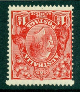 Australia-KGV-Head-1½d-Red-Small-Multi-Wmk-Inverted-Perf-135x12-jpg-5-MLH-lot25020