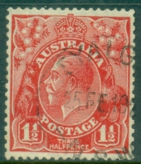 Australia-KGV-Head-1½d-Red-Small-Multi-Wmk-Perf-13-5x12-5