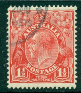 Australia-KGV-Head-1½d-Red-Small-Multi-Wmk-Perf-135x12-jpg-5-CTO-lot25016