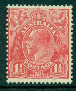 Australia-KGV-Head-1½d-Red-Small-Multi-Wmk-Perf-135x12-jpg-5-MLH-lot25019