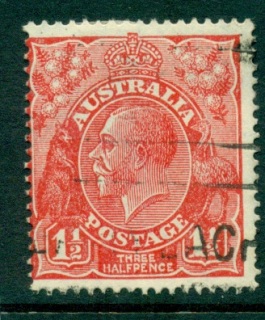 Australia-KGV-Head-1½d-Red-Small-Multi-Wmk-Perf-14-FU-lot24985