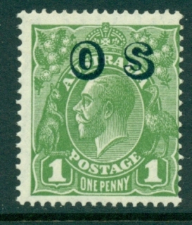 Australia-KGV-Head-1d-Green-C-of-A-Wmk-Opt-OS-MLH-lot21895